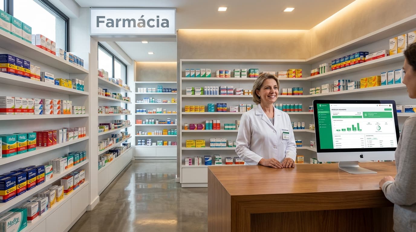 Farmacia moderna usando o sistema PharmaVip